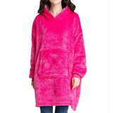 Plush Blanket Hoodie hot pink
