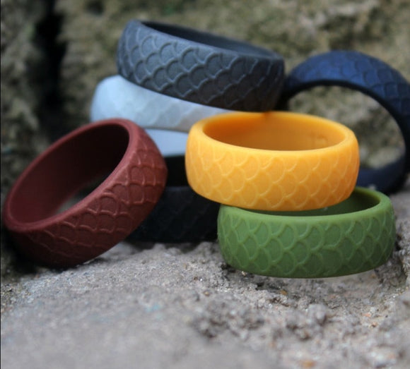 8.7mm Fish Scale Pattern Silicone Men's Rings