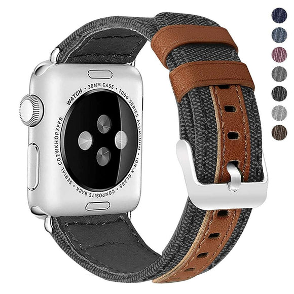 Canvas & Leather Band For Apple Watch