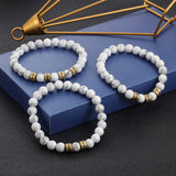 Engraved Beaded Bracelet White