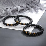 Engraved Beaded Bracelet Black