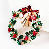 Holiday Enamel Brooch - Wreath and Bell