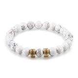 Engraved Beaded Bracelet White