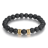 Engraved Beaded Bracelet Black