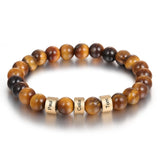 Engraved Beaded Bracelet Tan