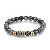 Engraved Beaded Bracelet Grey