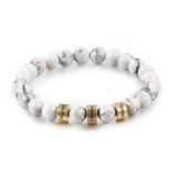 Engraved Beaded Bracelet White