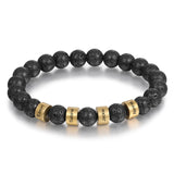 Engraved Beaded Bracelet Black