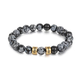 Engraved Beaded Bracelet Grey