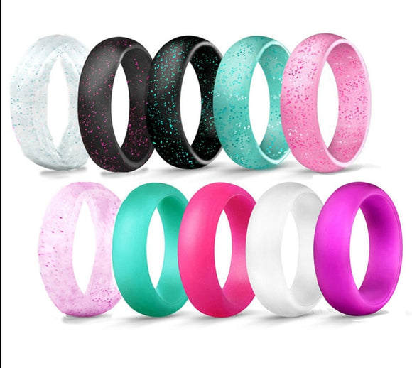 10pcs/set Hypoallergenic Silicone 5.7mm Women's Ring
