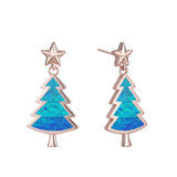 Christmas Tree Opal Earrings - Blue