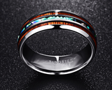 acacia wood abalone shell tungsten steel ring