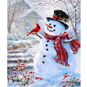 Snowman In The Spring Diamond Painting