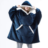 Plush Blanket Hoodie navy blue