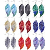 Double Feather Print Leather Earrings