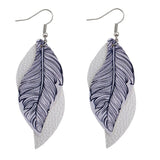 Double Feather Print Leather Earrings