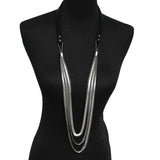 Extra Long Multi-Strand Necklace Silver