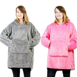 Plush Blanket Hoodie Gray Pink