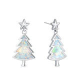 Christmas Tree Opal Earrings - White