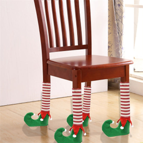 4PCs/set Elastic Elves Table Chair Legs Feet Sock Sleeve Cover Floor Protector DIY Party Gift Sock Christmas Decoration for Home|Party DIY Decorations|