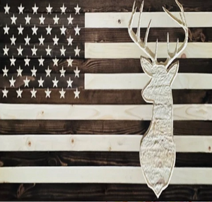 American Flag Rustic Buck Diamond Painting