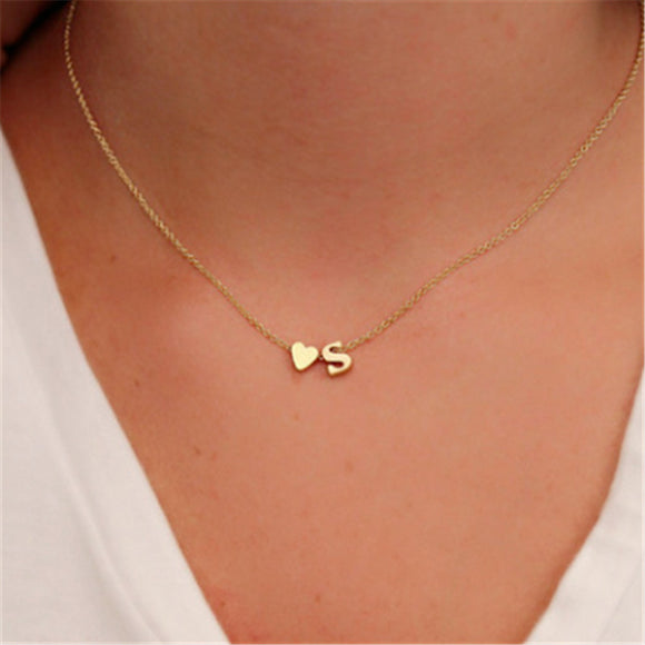 Minimalist Heart Initial Necklace