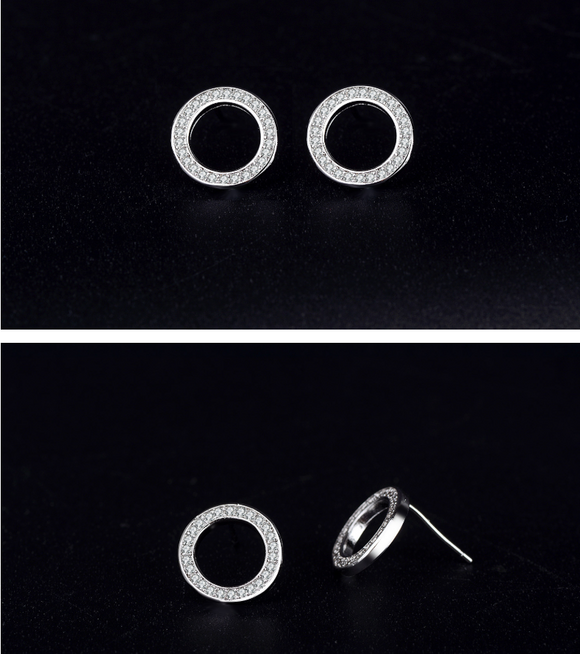 Round Micro-Set Crystal Earrings