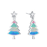 Christmas Tree Opal Earrings - Rainbow