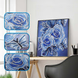 Specialty Shaped Colorful Flower Diamond Painting  Blue Flowers