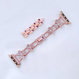 Diamond Stainless Steel Strap +Case for Apple Watch Band 1-6 Rose Gold