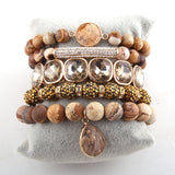 Gorgeous Natural Stone and Crystal 5pc Bracelet Sets