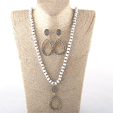Beaded Crystal Drop Necklace and Earring Set