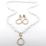 Beaded Crystal Drop Necklace and Earring Set