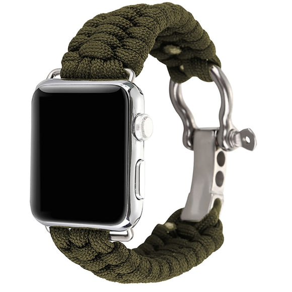 Paracord Survival Strap For Apple Watch Band 1-6 Brown