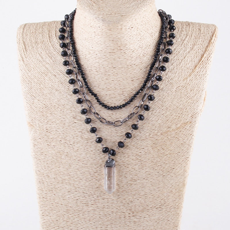 3 Layer Crystal Beaded Necklace – Mercantile Miner