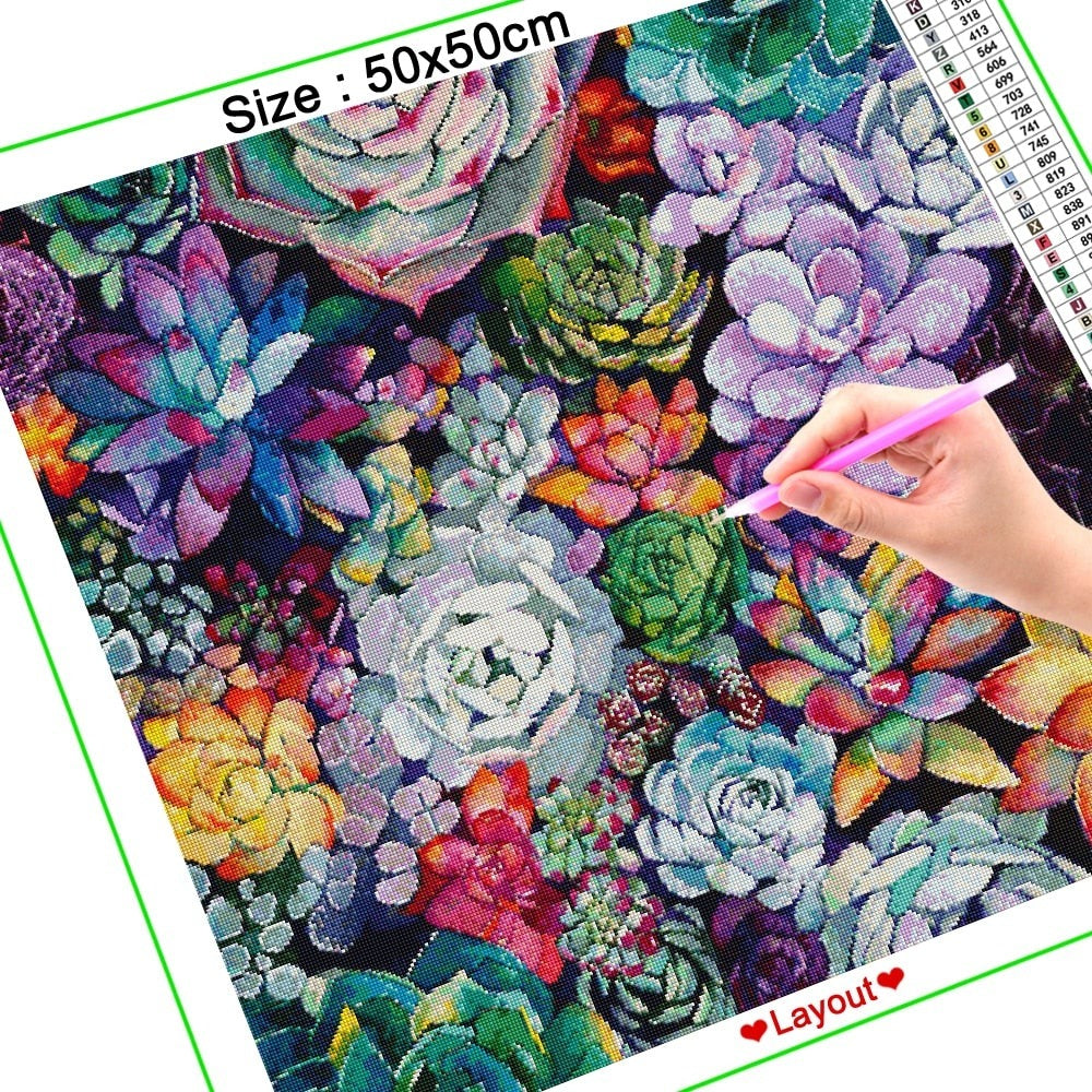 succulent diamond art Succulent Plants 5D Diamond Painting – Mercantile Miner