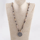 Large Coin Beaded Pendant Necklace