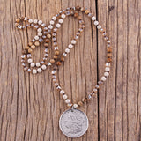 Large Coin Beaded Pendant Necklace