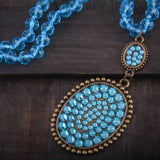 Round Crystal Long Necklace and Earring Set