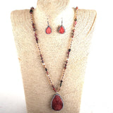 Beaded Druzy Necklace and Earring Set