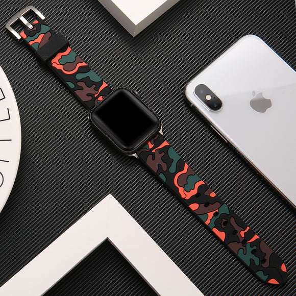 Camo Silicone Strap For Apple Watch