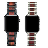 Red Sandalwood & Stainless Steel Strap For Apple Watch