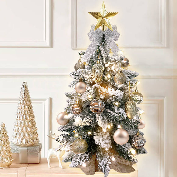 2ft Mini Christmas Tree With Snow And Lights