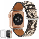Snakeskin Leather Band for Apple Watch 1-6 Tan