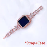 Diamond Stainless Steel Strap +Case for Apple Watch Band 1-6 Rose Gold Strap And Case