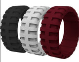 Hypoallergenic 9mm Tire Pattern Silicone Rings For Men