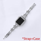 Diamond Stainless Steel Strap +Case for Apple Watch Band 1-6Strap And Case