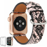 Snakeskin Leather Band for Apple Watch 1-6 Tan