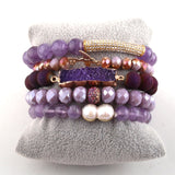 Gorgeous Natural Stone and Crystal 5pc Bracelet Sets