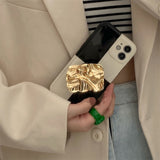 Elegant Metal Folded Ring Holder Soft Phone Case For iPhone